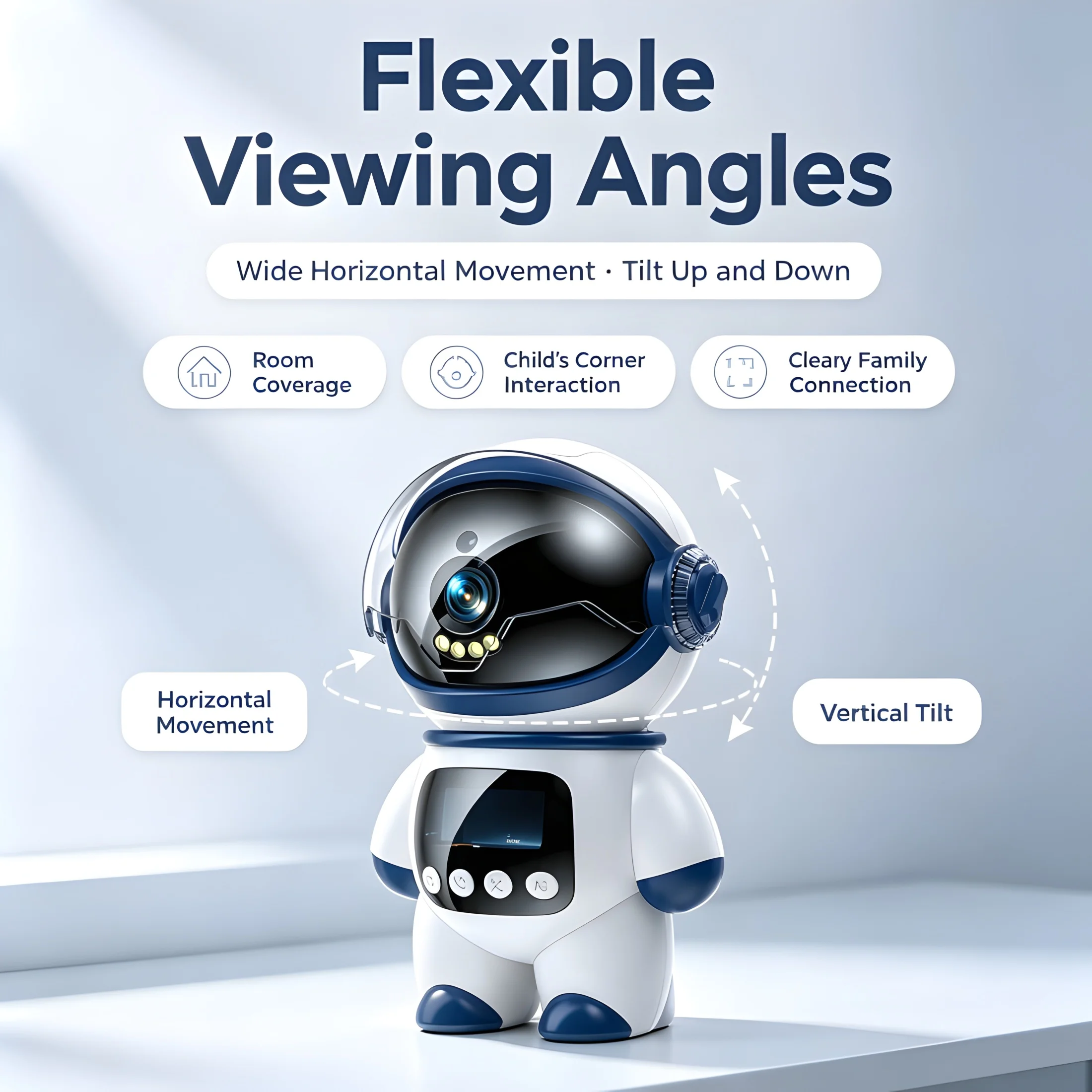 AI Robot Astronaut Smart Camera 355° Pan 90° Tilt Two-Way Video Call Voice Chat Remote Home Monitoring Night Vision