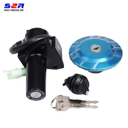 For Yamaha YBR125 YBR 125 Ignition Switch Gas Tank Cover Lock Side Panel Lock Fuel Gas Tank Cap with Key (4 Line)