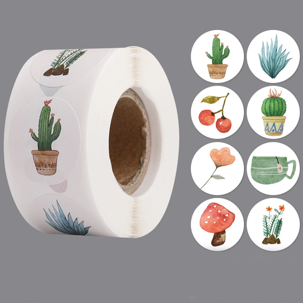 500 Stuks Ronde Cartoon Sticker 1Inch Schattige Ontwerp Stickers Voor Geschenkdoos Wrap Envelop Plakboek Afdichting Etiketten Klaslokaal Decoratie