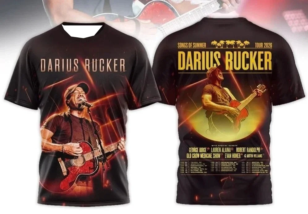 

Darius Rucker 2026 Songs of Summer Tour 3D Print Concert T-Shirt Family Matching T-shirt Suitable for Daily and Training Wear