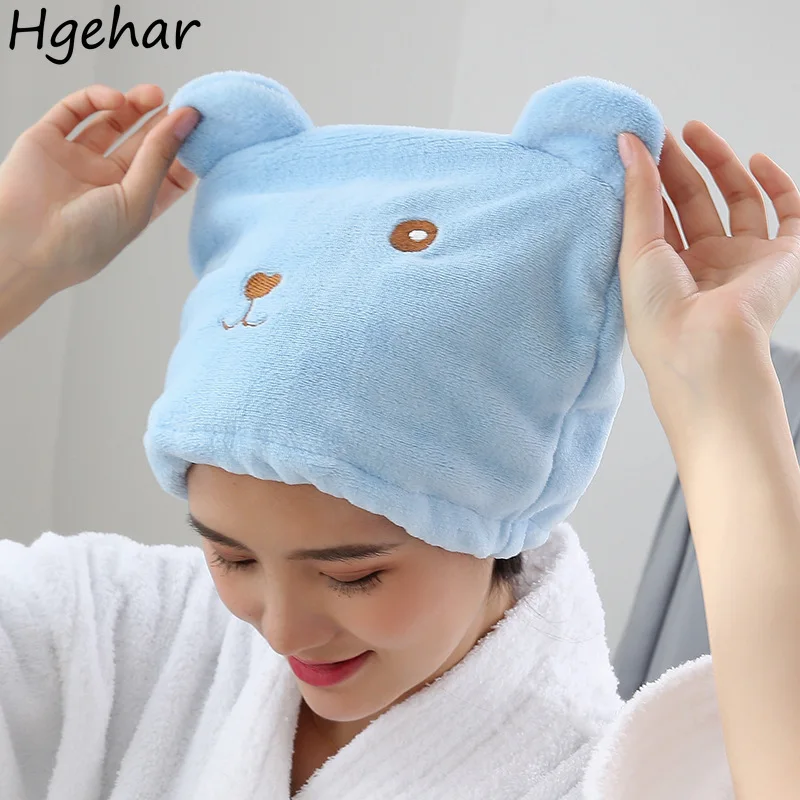 Dry Hair Cap Cartoon Bear Cute Bathroom Shower Caps Comfortable Water-absorbent Quick Drying Headscarf Thicken Hair Bonnet Ins