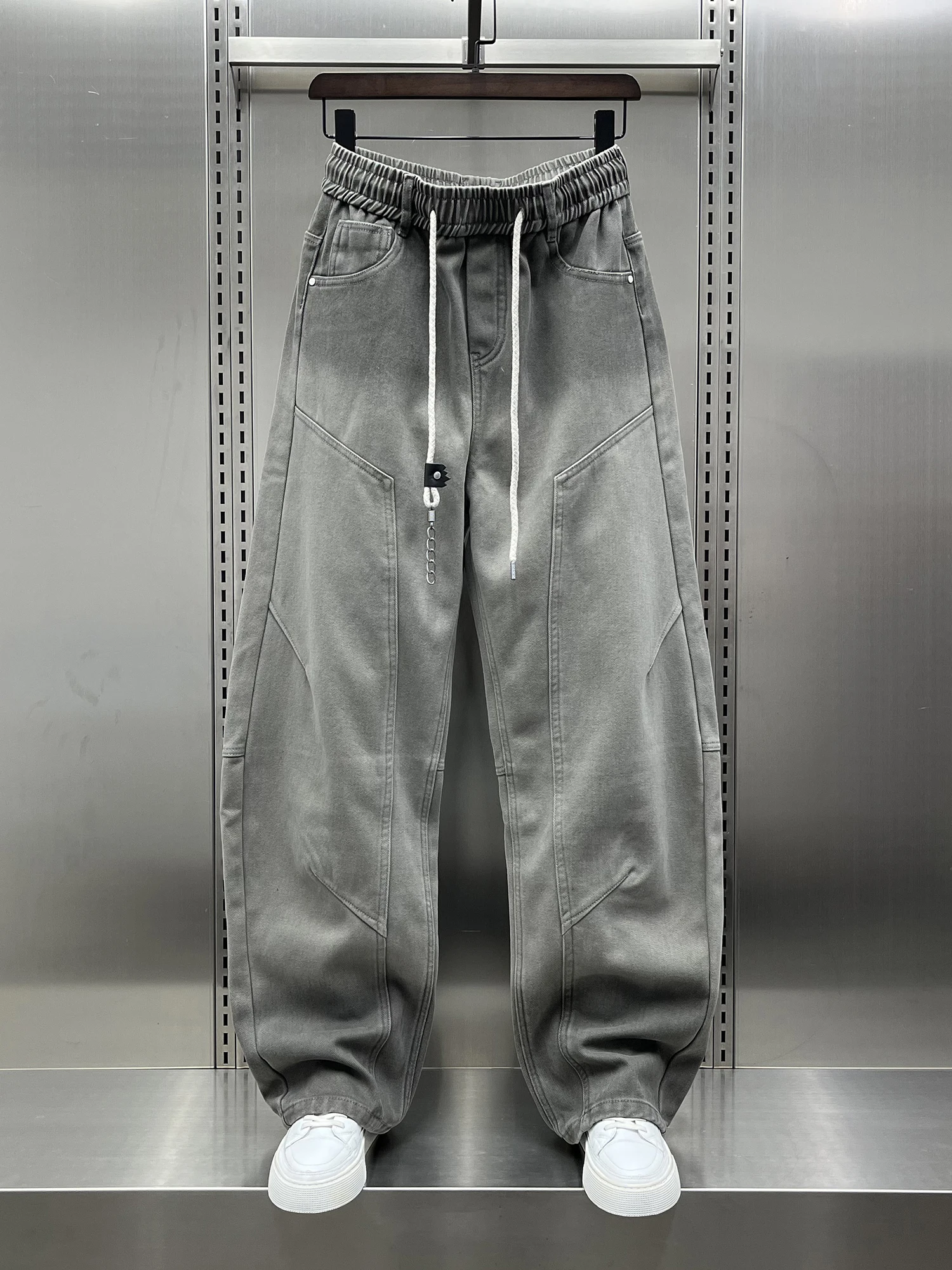 

Модные однотонные прямые брюки-кюлоты для мужчин, осенние, новые, свободные, молодежные, длинные брюки, повседневные брюки