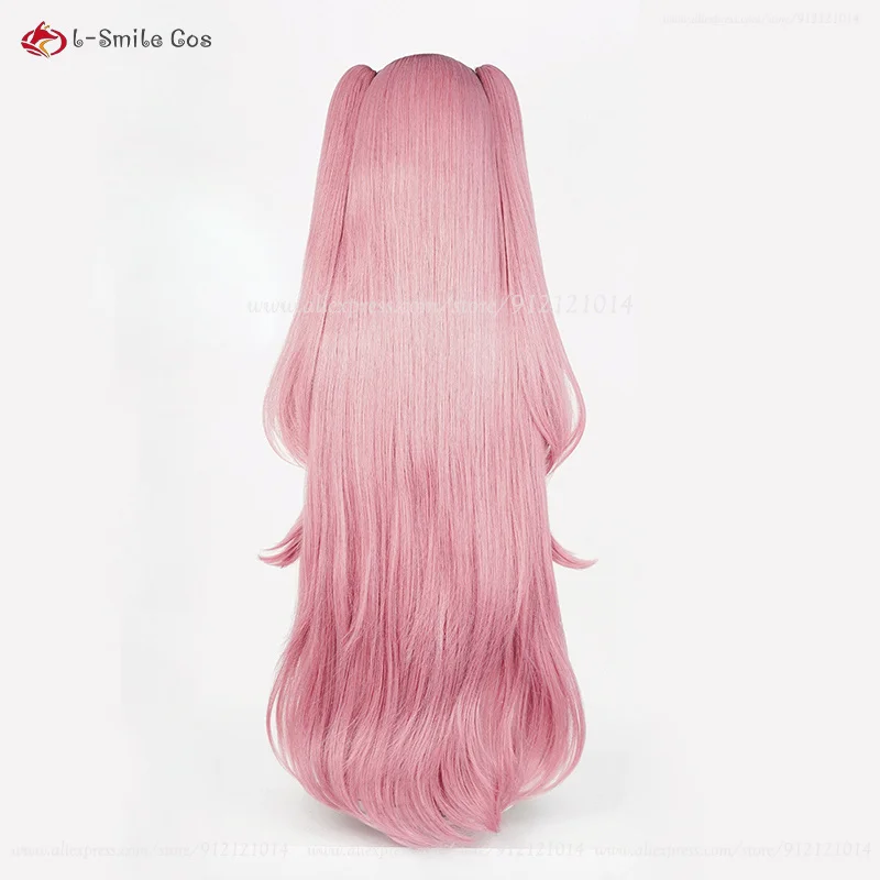 Peruca Cosplay Anime Krul Tepes, peruca rosa com 2 presilhas de rabo de cavalo, resistente ao calor, cabelo sintético, Halloween Wigs Plus Wig Cap, 110cm