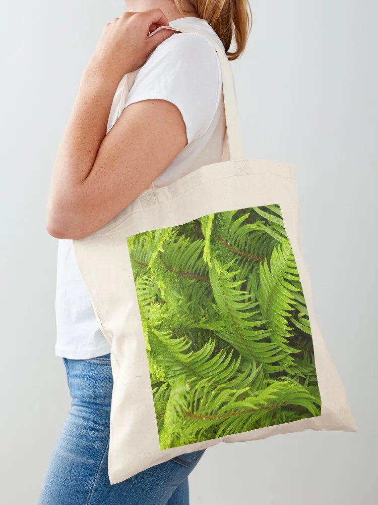 FERNS IN A JUNE RAIN SHOWER Tote Bag bag for beach foldable reusable bag Canvas Fabric Canvas Tote