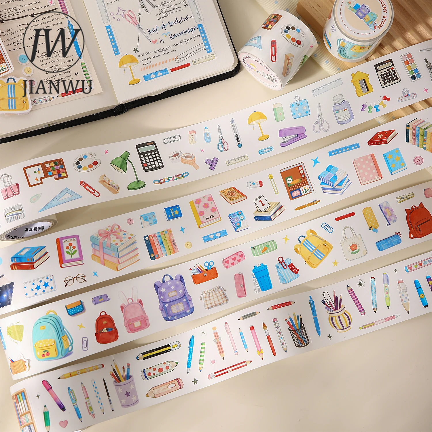 JIANWU Stationery and Grocery Store Series Vintage Book Pen Landscape Material Collage Tape Creative DIY Journal Stationery