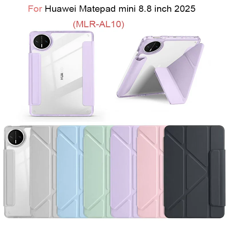 Magnetice Funda for Huawei Matepad mini 8.8 inch 2025 smart fold leather acrylic back case for matepad mini 8.8 cover