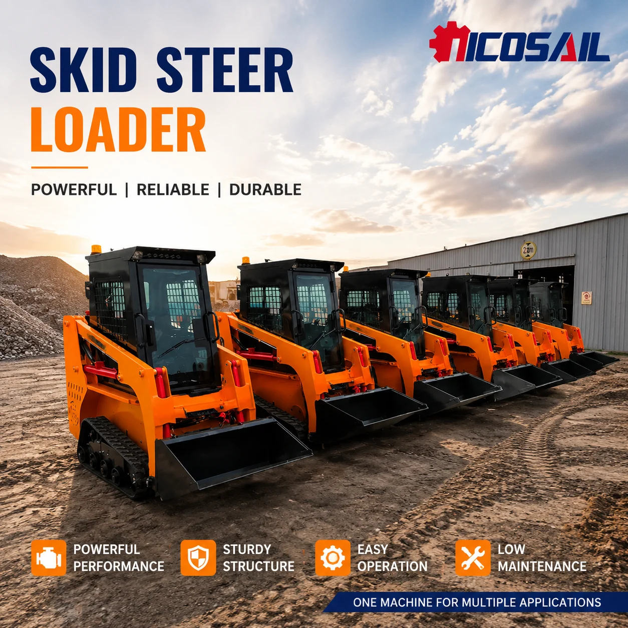 Skid Steer Loader JC25 Mini Wheel Loader 380kg Operating Load Kubota Engine 18.2KW Compact Construction Loader