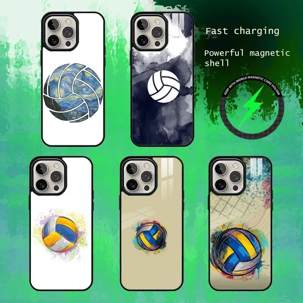 

Volleyball Painted Phone Case For iPhone17,16,15,14,13 Plus,Pro Max Magnetic For Magsafe Wireless Charging