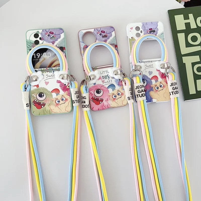 

Phone Case for VIVO X FLIP Monster Patterned Phone Case VIVO X FLIP Fashion Bracelet and Lanyard Crossbody Phone Case