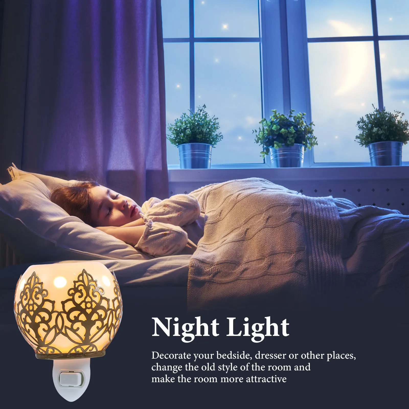 

Aromatic Night Light Ceramic Plug-in Aromatherapy Lamp Electric Wax Warmer Bedside Decor for Bedroom Spa
