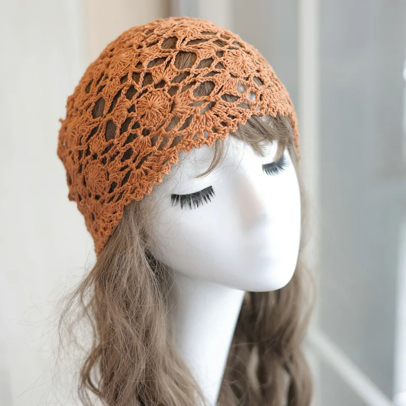 Hot Selling Women's Bohemian Crochet Hat, Handmade Spring Summer Breathable Cap, Ethnic Hollowed-Out Openwork Beanie