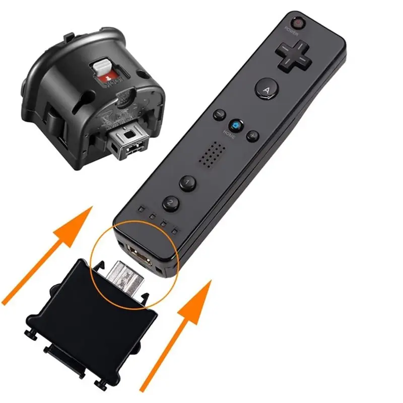 Y44A For Wii Remote Sensor Controller Black 2-Pack, Upgrade Motion Attachment for Wii Motion Plus Accelerator Adapter