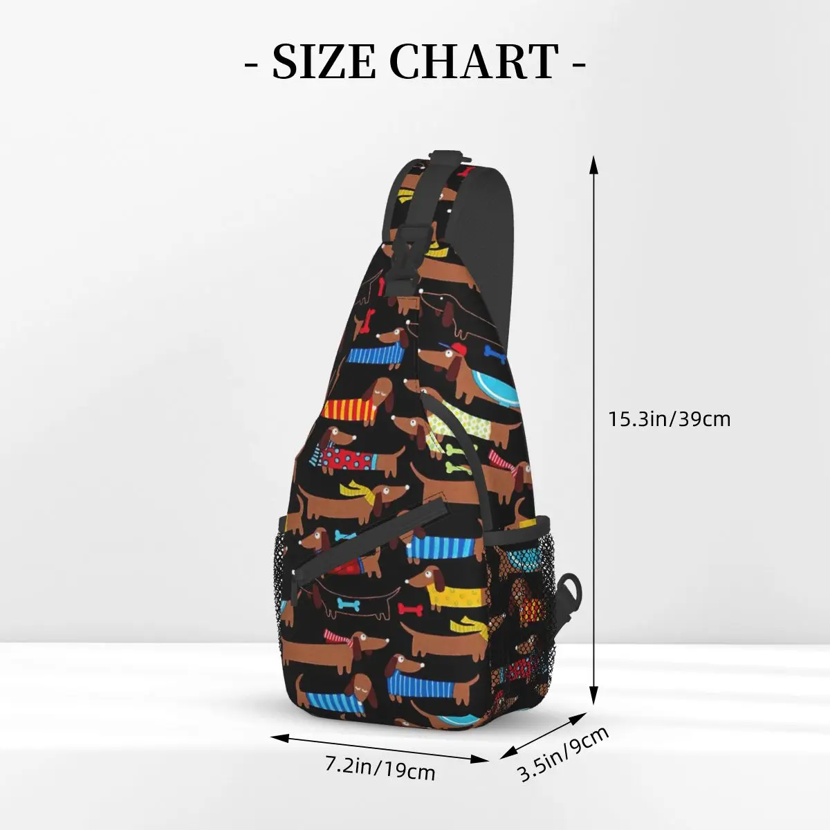 Retro Dog Dachshund Sling Bags, Peito Crossbody Shoulder Sling Backpack, Mochilas de viagem caminhadas, Animal Cartoon Impresso Pack