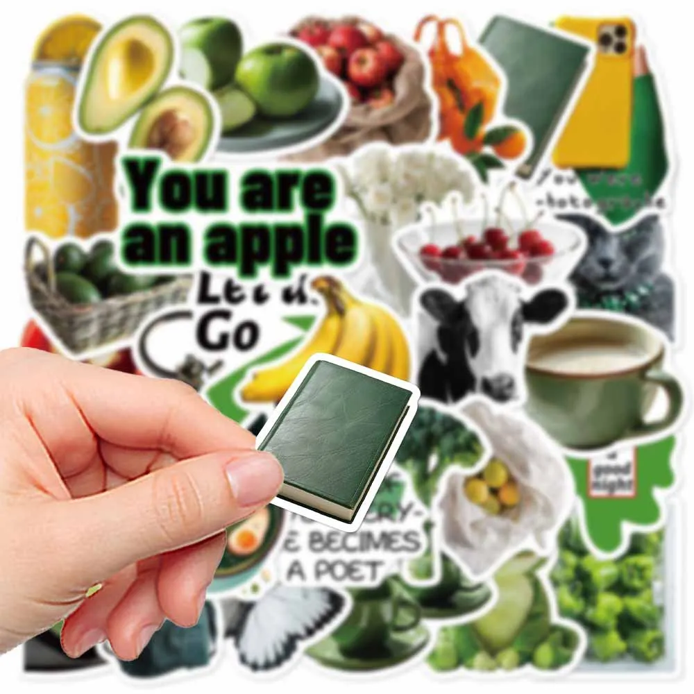 15/30PCS Green Food Series INS Cartoon Sticker Decals Toys DIY Suitcase Skateboard Phone Luggage Bike Stickers Gift