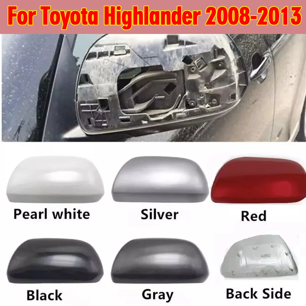 

Left Driver Right Passenger Side Mirror Cap Cover For Toyota Highlander 2009-14
