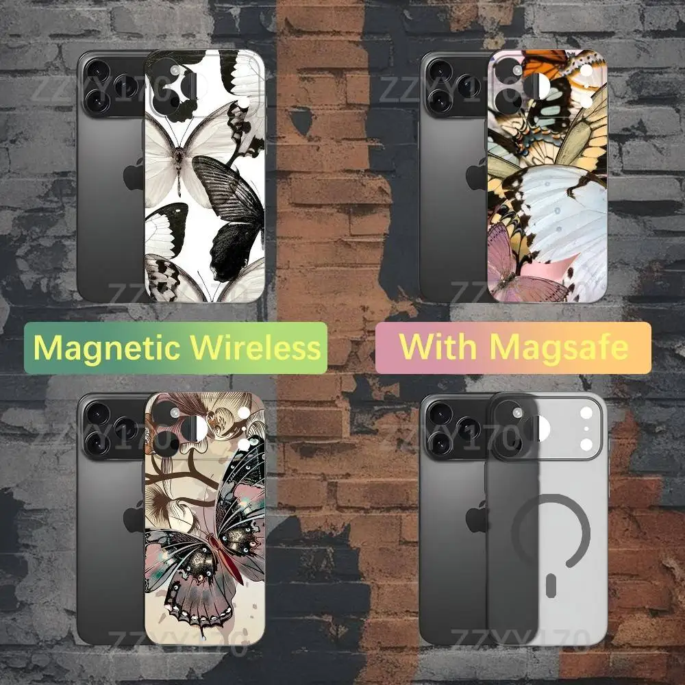 

Drawing Butterfly Art Phone Case For iPhone 17,16,15,14,13,12,X,XS,Pro,Max,Plus,E,Air,Mini with Magsafe Magnetic Frosted Clear