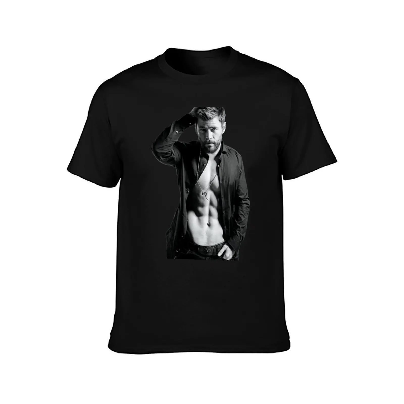 Chris Hemsworth Illustration Funart T-Shirt, Summer Casual Cotton Tee, Oversized Streetwear Tops, Vintage Graphic Print