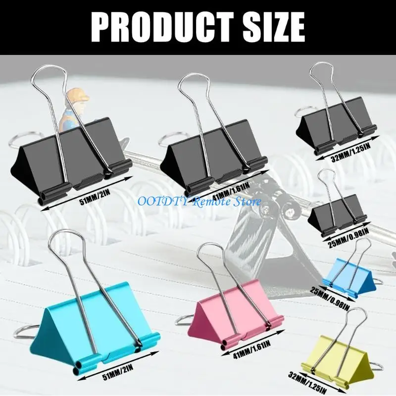 DXAB 12 PCS Binder Clips Clips Paper Clips Clips Plegable Suministros oficina escuela