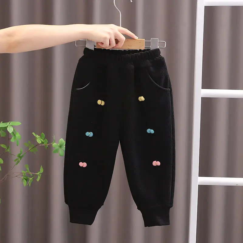 New Winter Children Clothes Kids Girls Thicken Warm Elastic Bow Pants Baby Cotton Clothing Infant Casual Trousers Leggings