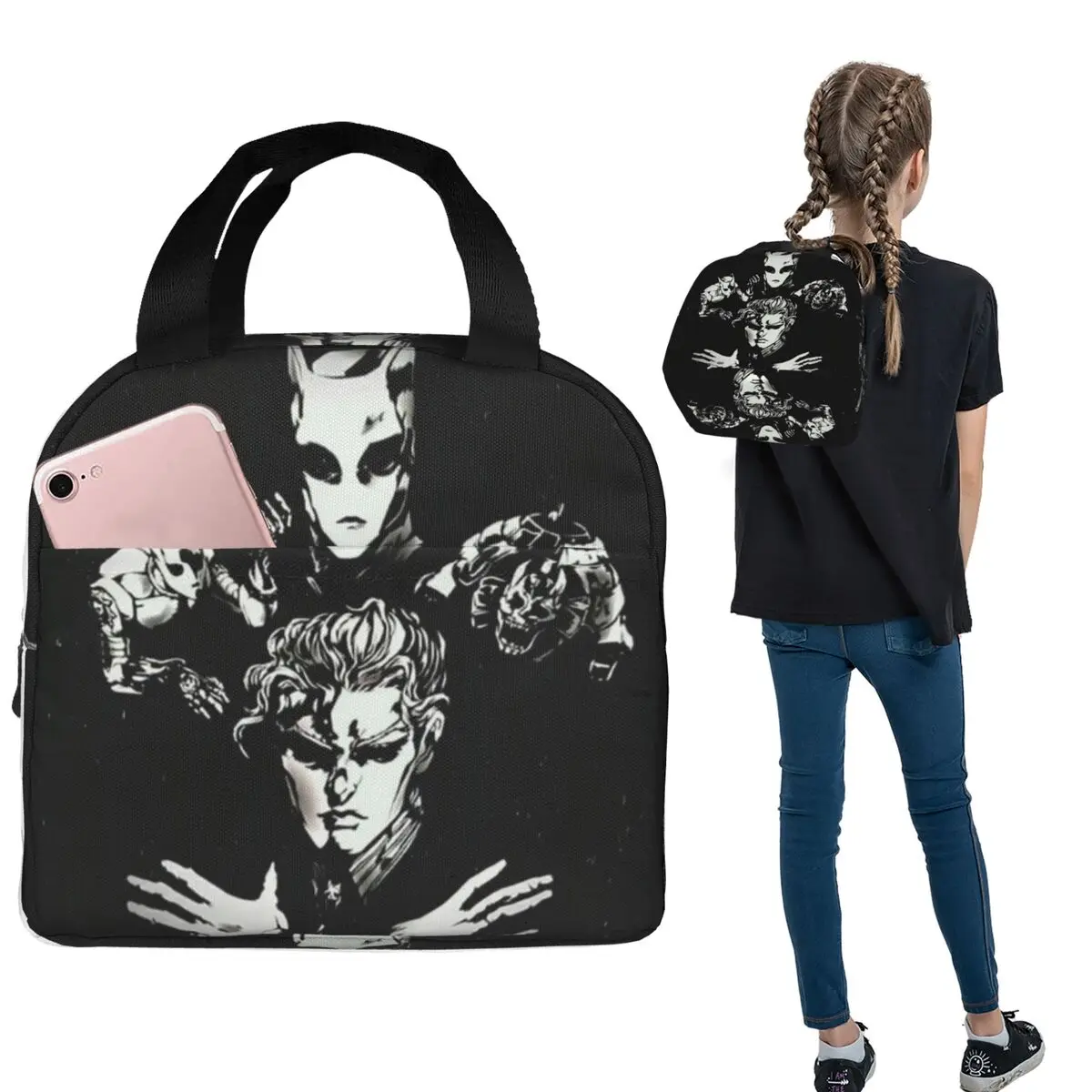 Yoshikage Kira Jojo Bizarre Adventure Insulated Lunch Bag for Women Kids Portable Food Boxes Thermal Lunch Box Tote