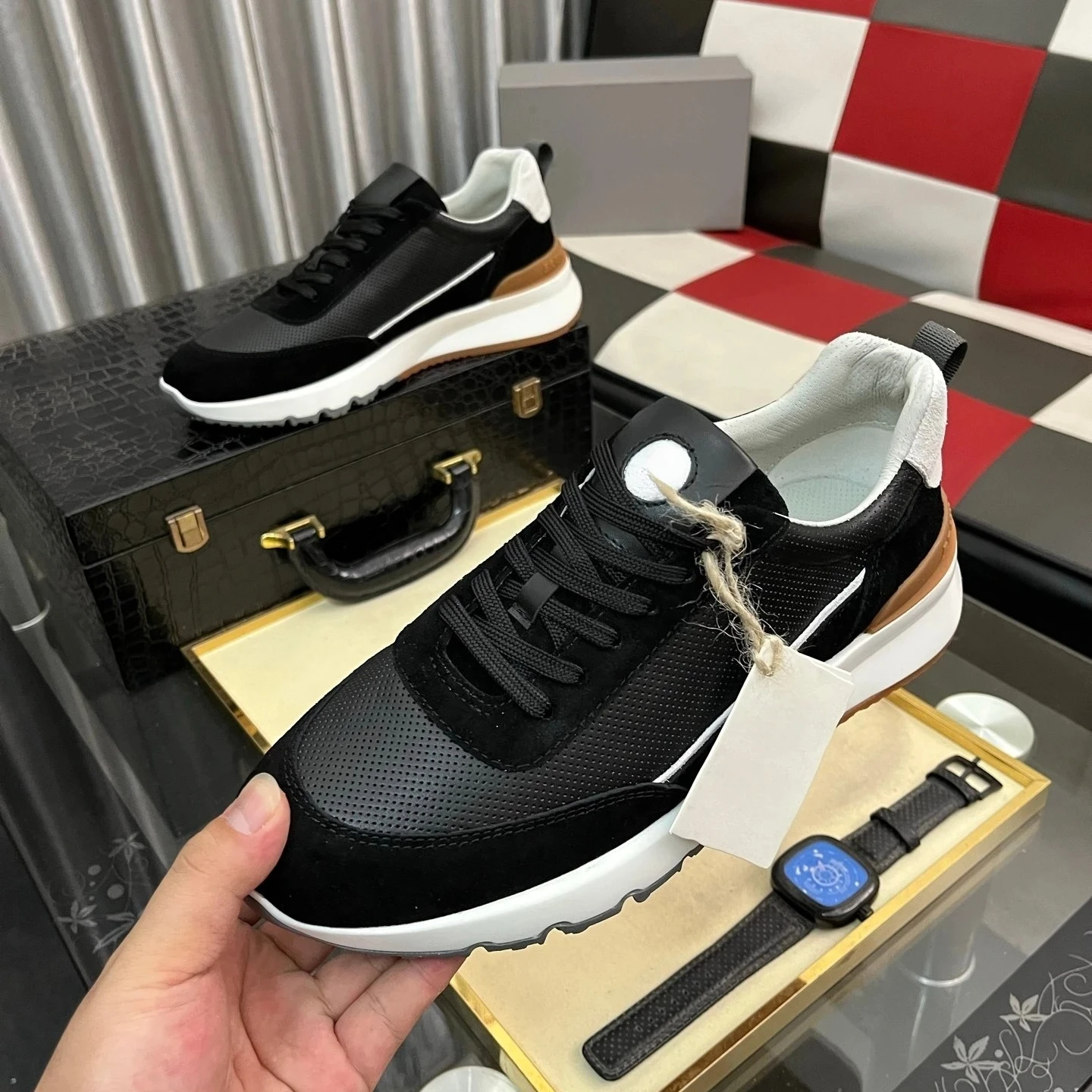Luxury Men's Shoes, Handcrafted Casual Sports Shoes, Nylon and Suede Composite Material, Summer Outdoor Running Shoes