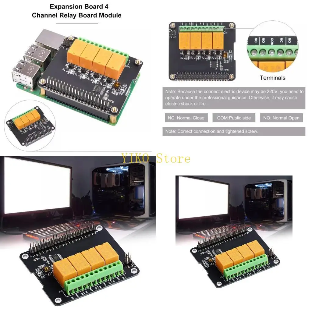 

K32C 4-позиционный релейный модуль для программируемой стекируемой платы расширения GPIO Rpi3B +