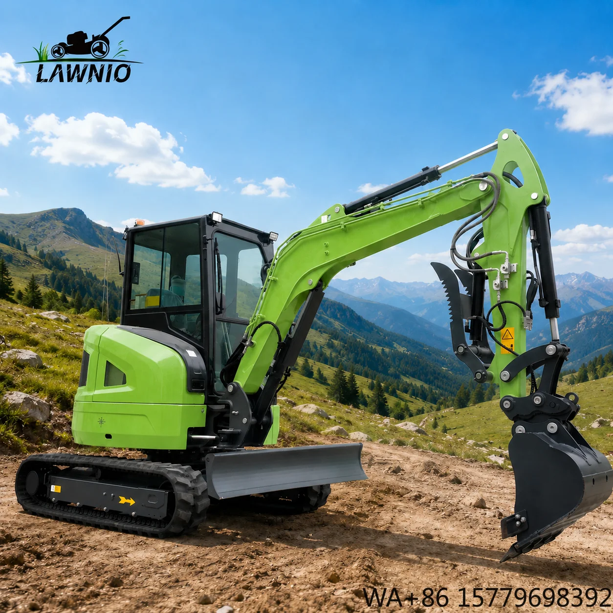 CE Certified Digger  3.75Ton Cabin Hydraulic Pump Rubber Track Garden Farm Job Digger
