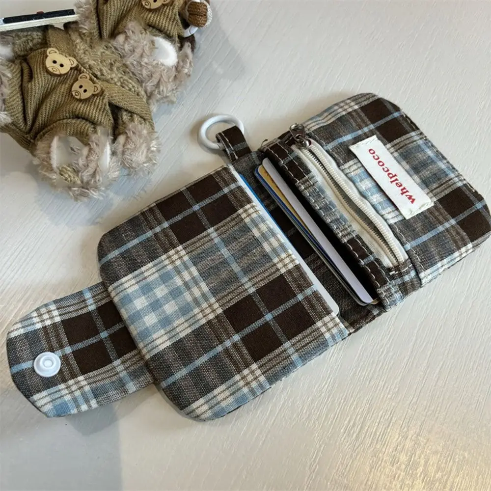 Canvas Retro Plaid Coin Purse Zipper Purse Korean Style Mini Cash Wallet Multifunctional Coin Purse Cloth Envelope Wallets