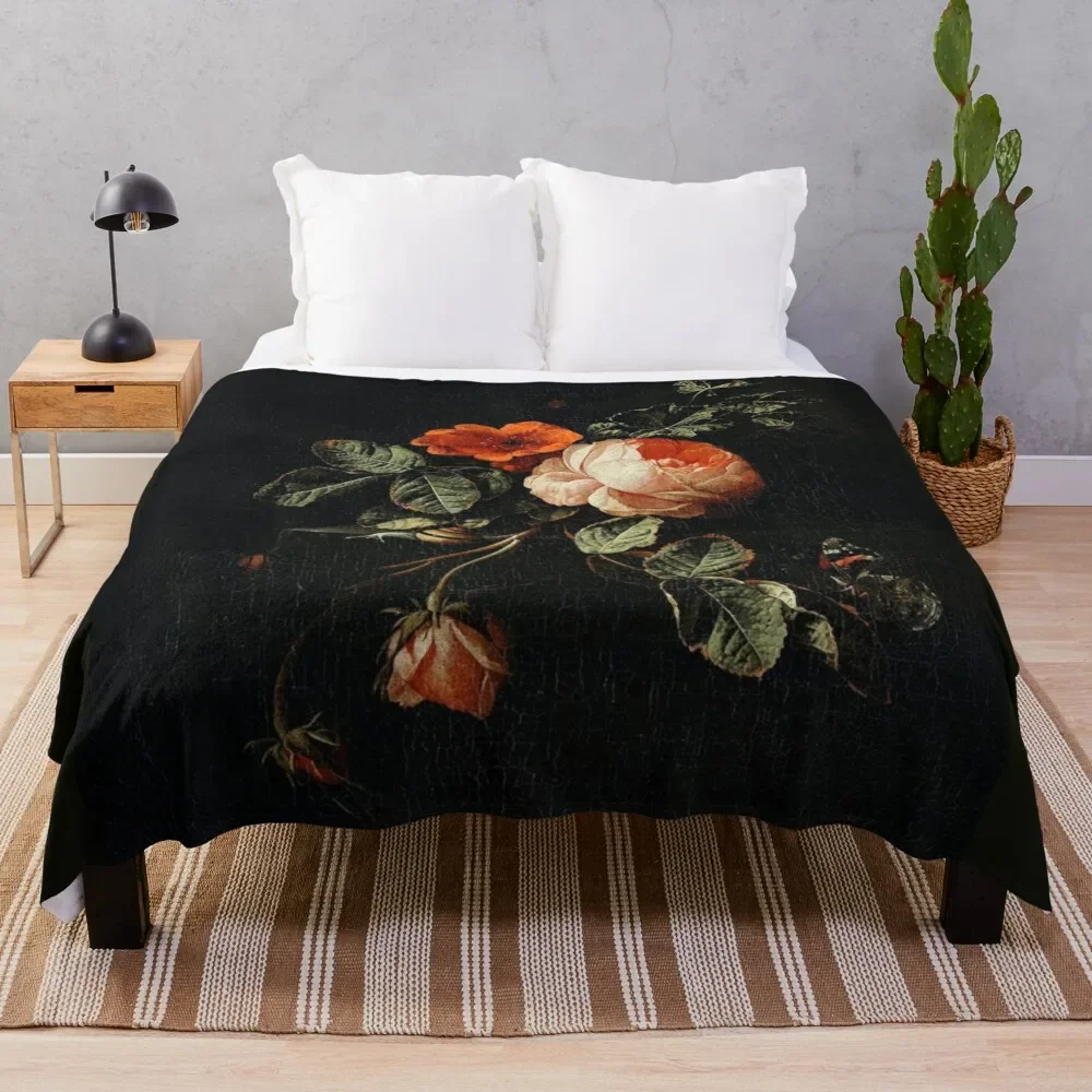 

Vintage Still Life Roses Throw Blanket Flannel Fleece Soft Warm Throw Blanket