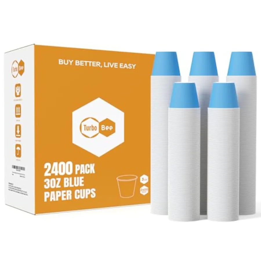 

3oz Disposable Paper Cups 2400Pack Small Bathroom Cups Bulk Rinse Small Blue Paper Mouthwash Tumblers Perfect for Bathroom Part