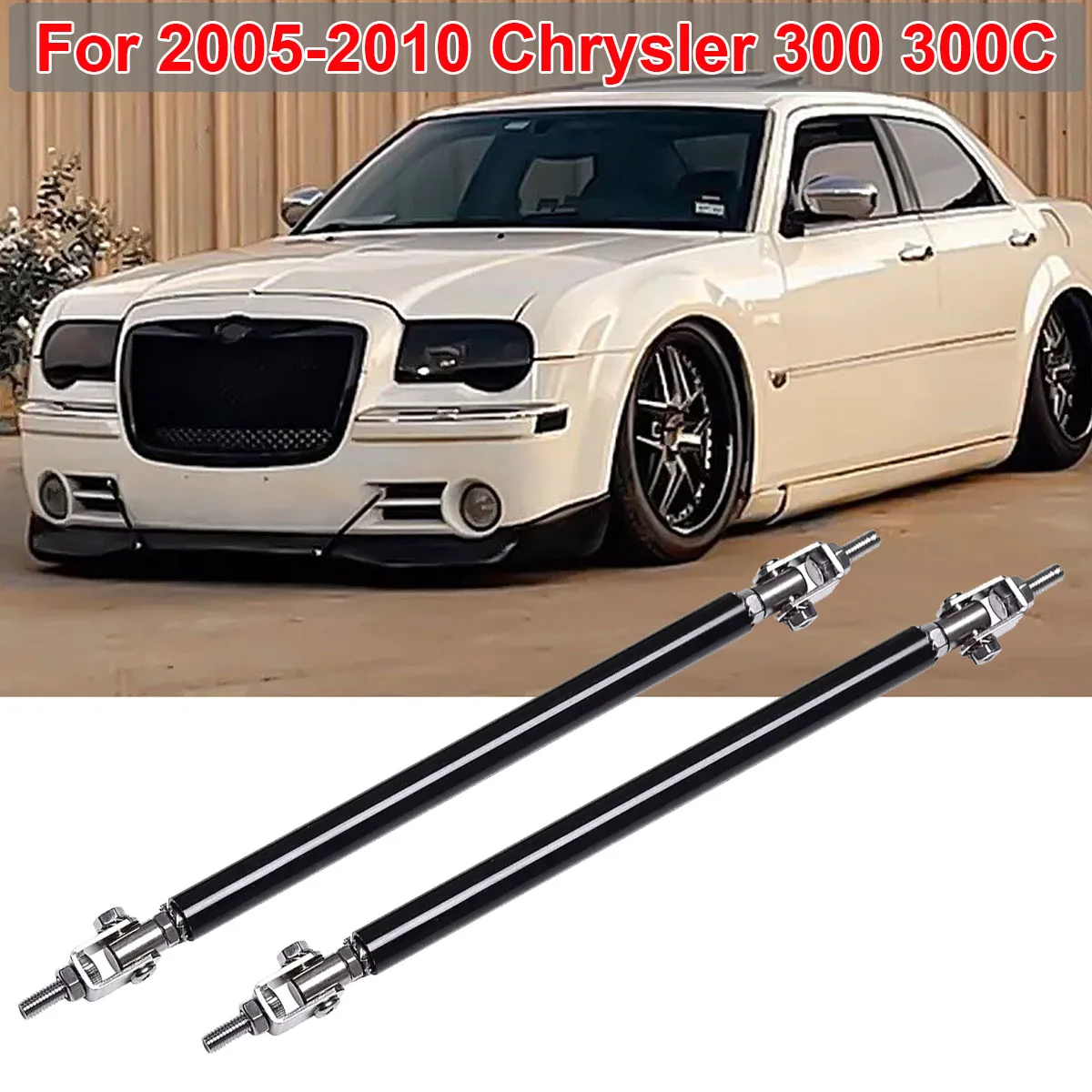 Universal Front Bumper Lip Splitter Spoiler Diffuser Strut Rod Tie Support Bar For 2005-2010 Chrysler 300 300C Car Accessories