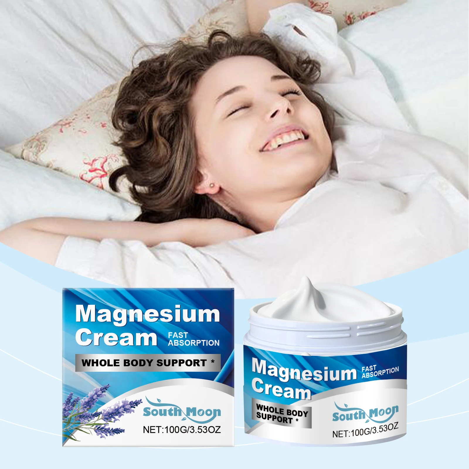 Lavender Care Magnesium Cream Nighttime Relief for Tension, Comfort, Relaxation of Body and Mind, Sleep Body Care Cream