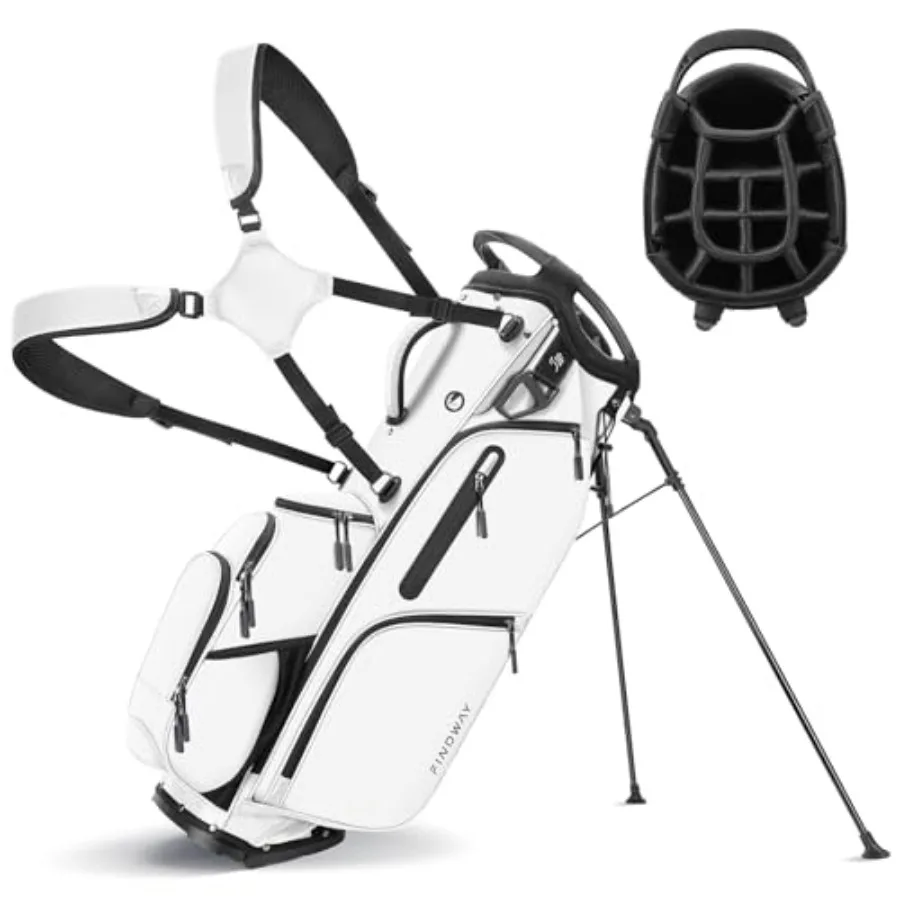 14 Way Golf Stand Bag [Upgrated Generous Space] Lightweight Golf Bag with Stand, Durable Golf Club Bag with Padded Dual Strap a