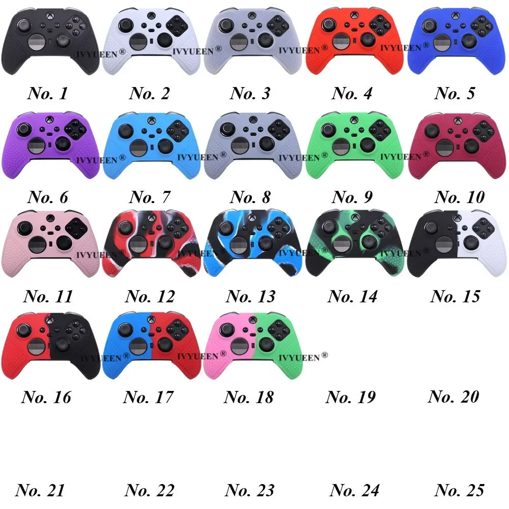 IVYUEEN Anti-Slip Grip Silicone Soft Case for Xbox One Elite Series 2 / S2 Core Wireless Controller Skin with Thumb Grip Caps