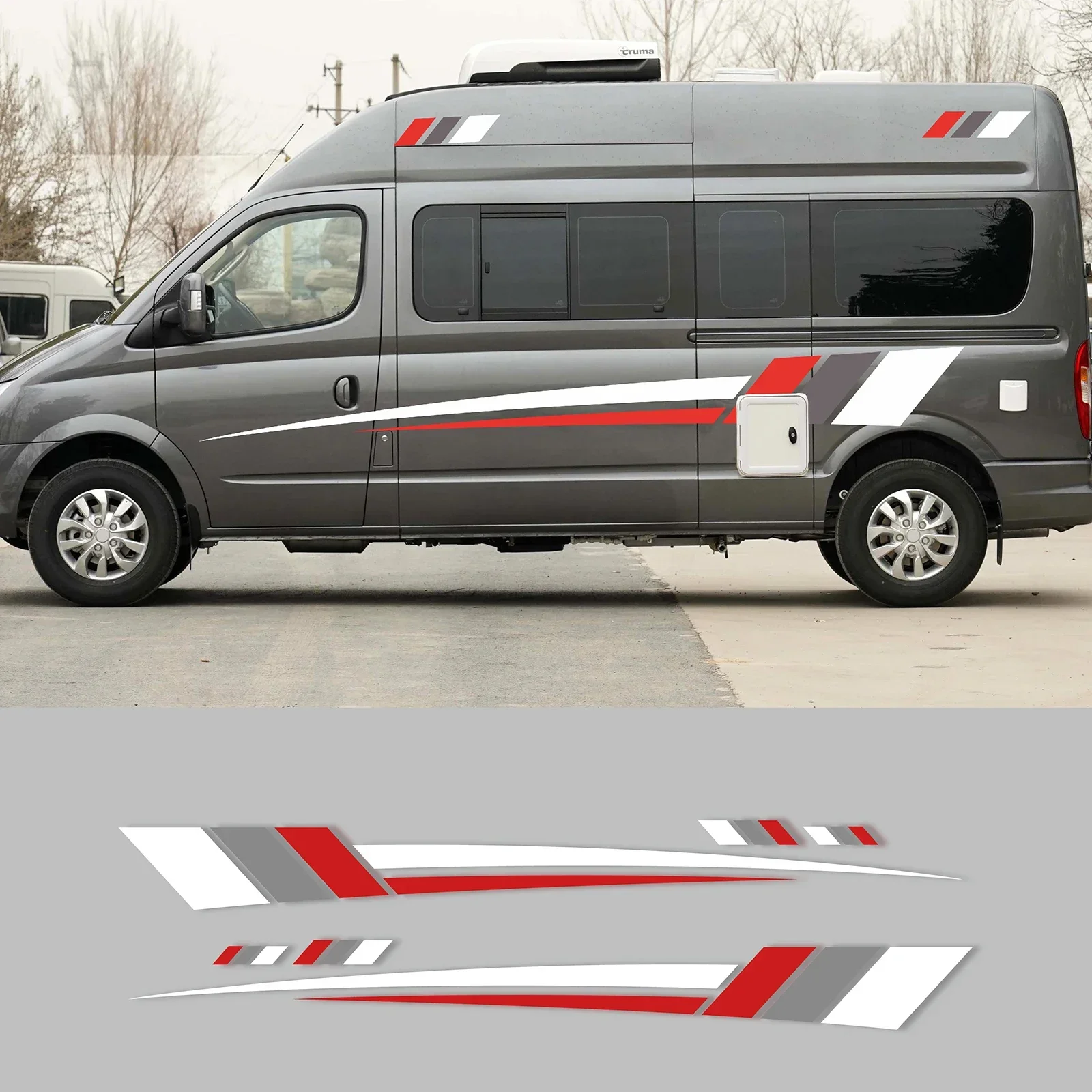 6 unids/lote pegatinas para carrocería de coche, calcomanías gráficas de rayas para autocaravana, accesorios para Peugeot Boxer Citroen Jumper Fiat Ducato Camper Van
