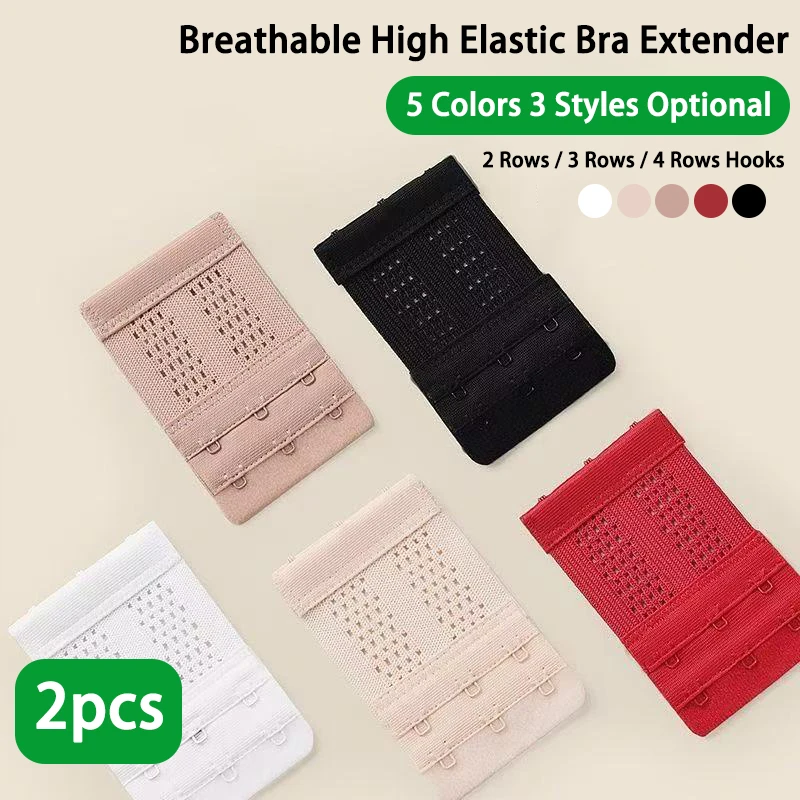 【2-Pack】Bra Extender with Two Rows of Hooks, Three or Four Hooks, Seamless Bra Connector, Universal Back Hook
