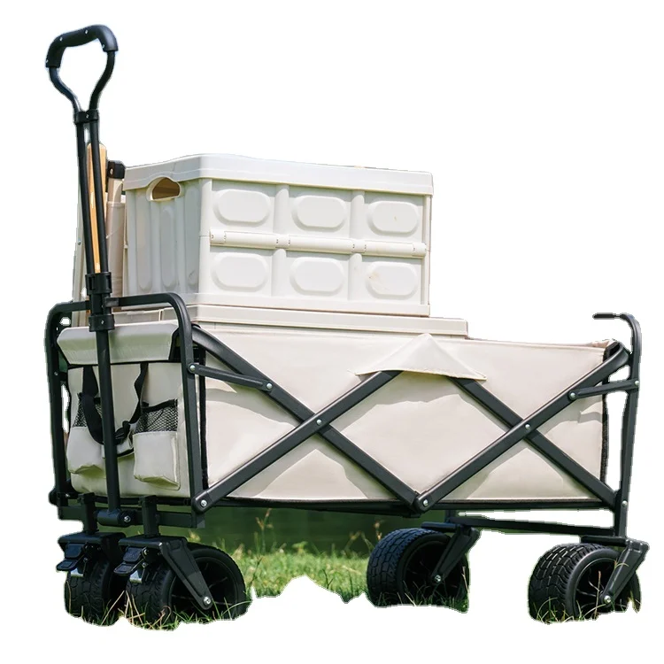 OEM هيكل مغلق بأربع عجلات قابل للتخصيص، عربة ترولي قابلة للطي للتخييم والشاطئ متعددة الأغراض