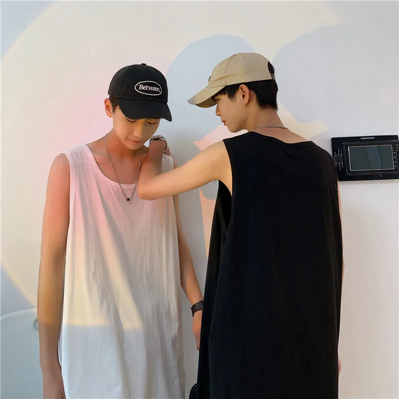 

Simple Plain Solid Summer Men Tees Elastic Cotton Tank Tops Male Gay Lovers Vests Quick Dry Sweatshirts Sporty Active Wear