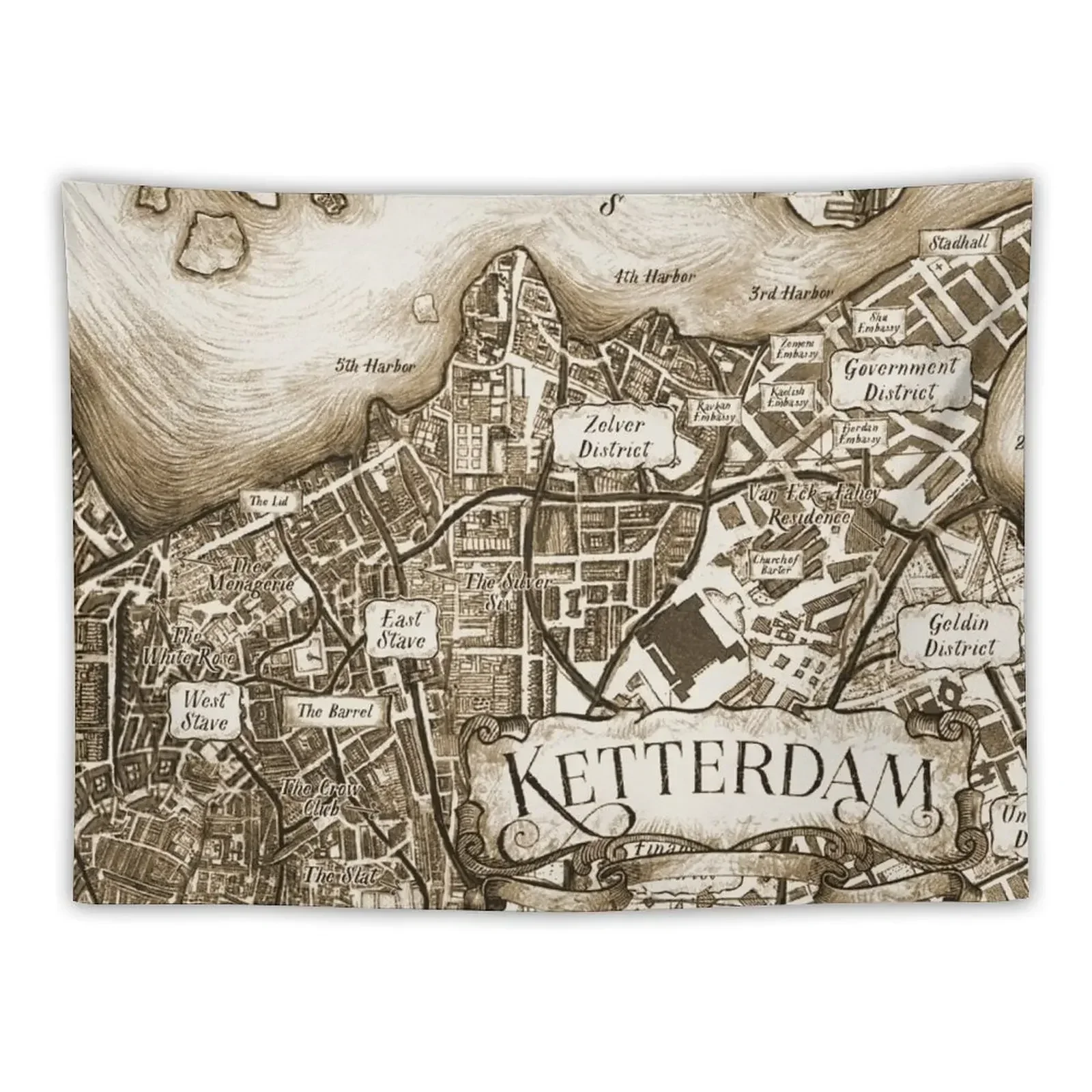 Ketterdam (Sepia) Tapestry Cute Room Decor Custom Tapestry