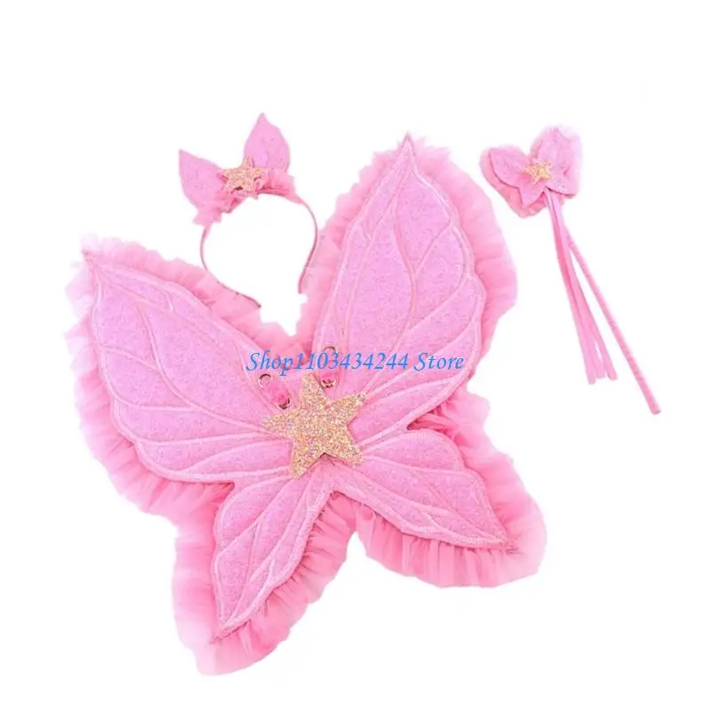 

Удобный тканевый орнамент в виде заднего крыла бабочки с регулируемыми завязками и палочкой, подходящий для принцессы, косплея,