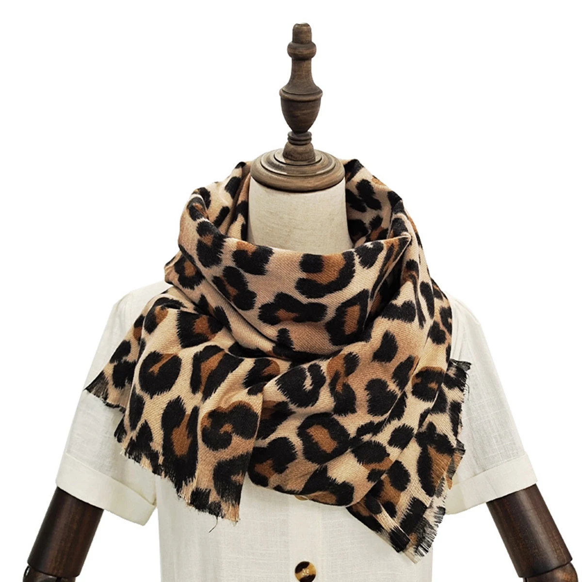 Lenço de Caxemira Leopard Imitation para Mulheres, Lenço Moda, Xale, Envoltórios, Inverno, Exterior, Mantenha Quente, Lady, Estolas, 210x80cm