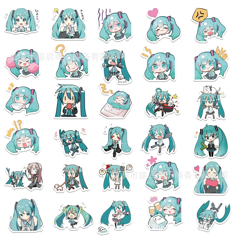 65Pcs/Set HATSUNE MIKU Series Cute Cartoon HD Printd Sticker Decoration Notebook Phone DIY Hand Account Diary Sticker Gifts