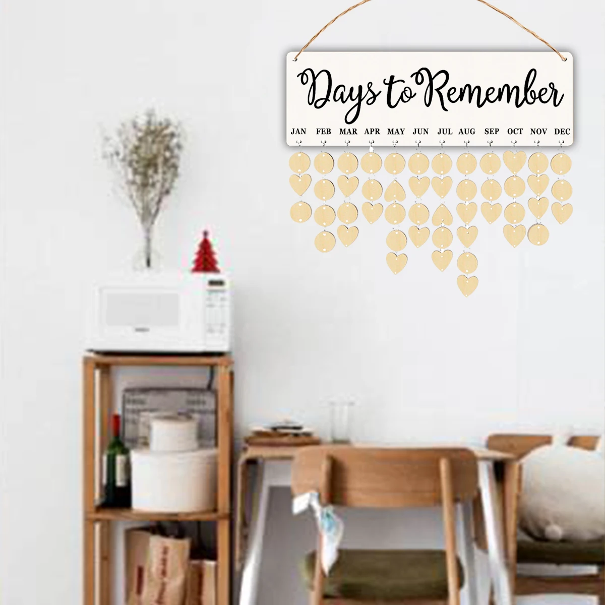 

1pcs Wooden Hanging Calendar Diy Birthday Reminder Board Date Display Sign For Home Wall Decor Love Shape