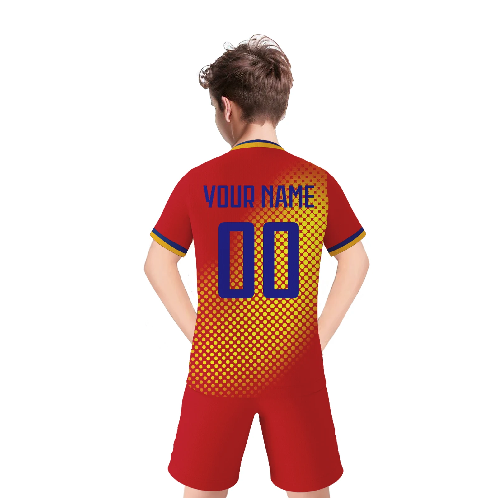 Custom Spain Kids Soccer Jersey Personalized  Football Shirt with Print Name Number Youth Team Training Sportswear 3-14Y