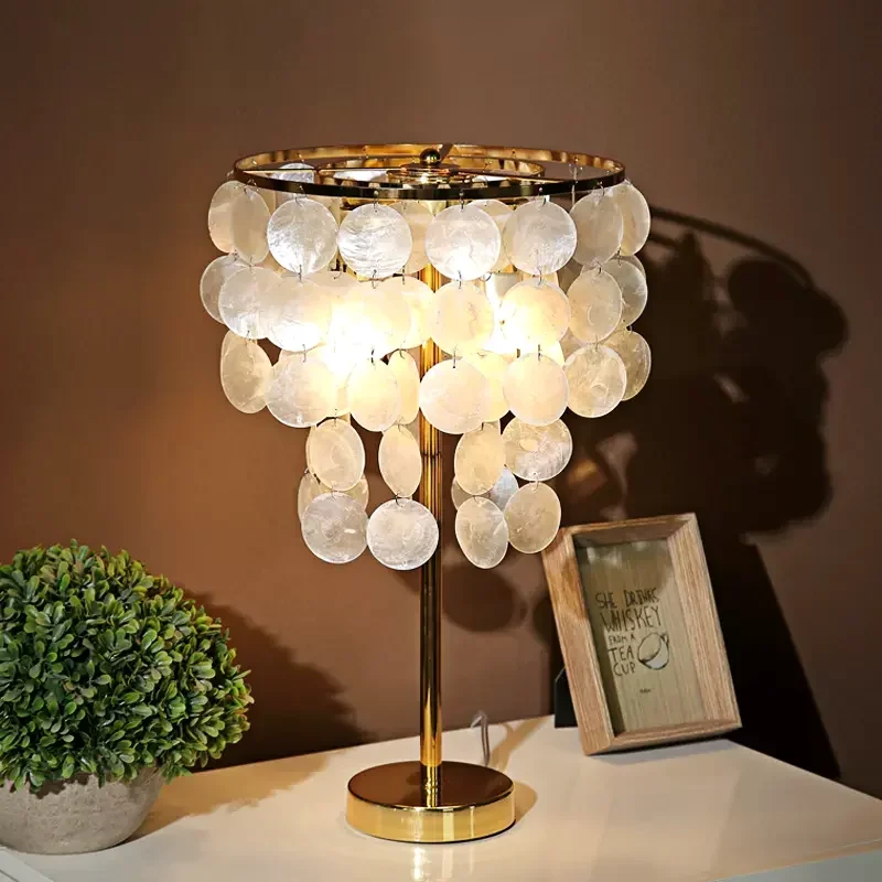 

Luxury Shell Chandelier Shop Restaurant Hanging Lamp Mediterranean Sea Shell Table Lamp for Home Decoration ,Samsarah lighting