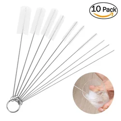 10PCs Cleaner Set Stainless Soft Hair Suction Glass Tube Cleaning Brush Kit Nylon Bottle Fish Tank Pipe Household cleaning tools