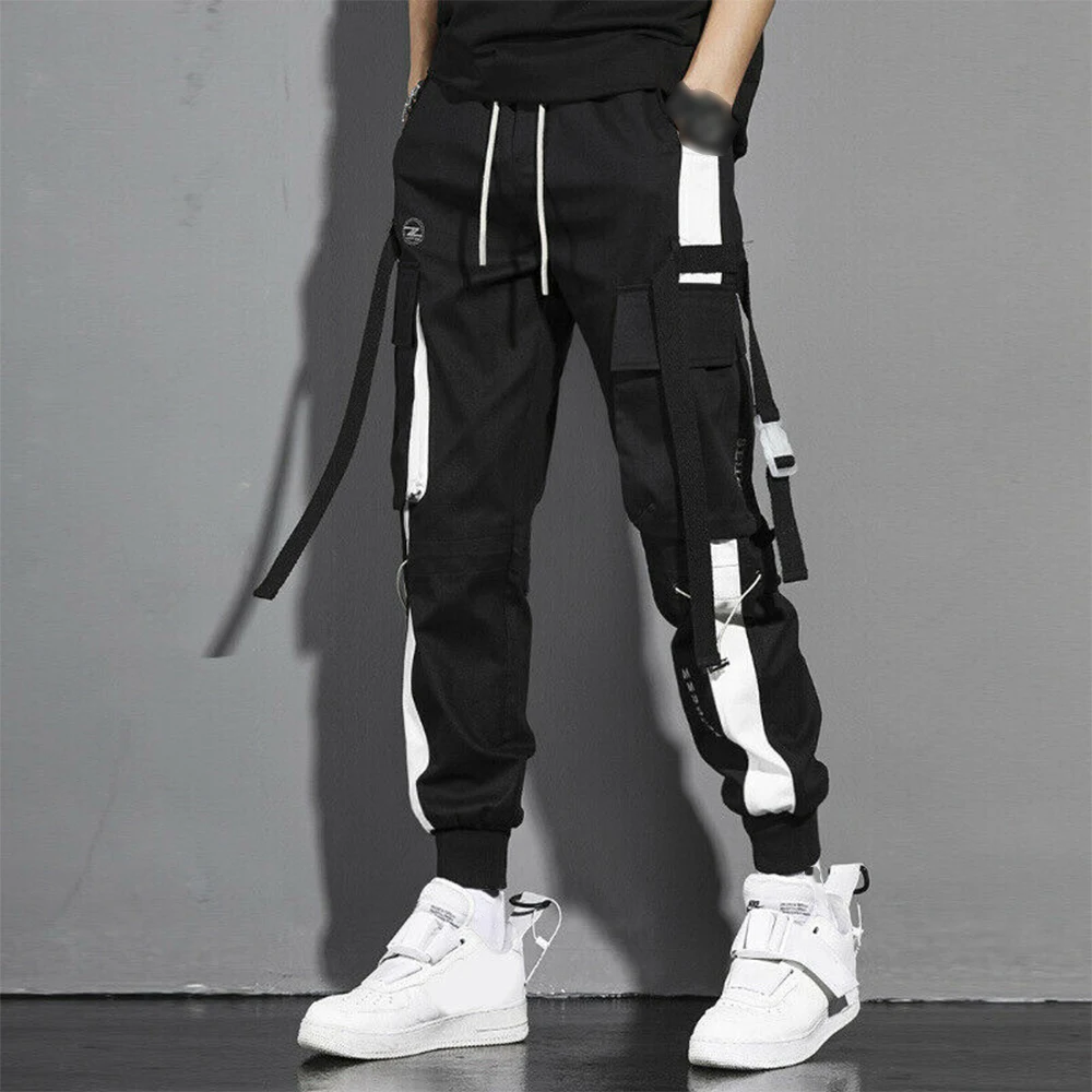 

Fashion Men Cargo Pants Casual Trouser Pocket Streetwear Joggers Hip Hop Harem Pants Ribbons Man Sweatpants Harem Pants