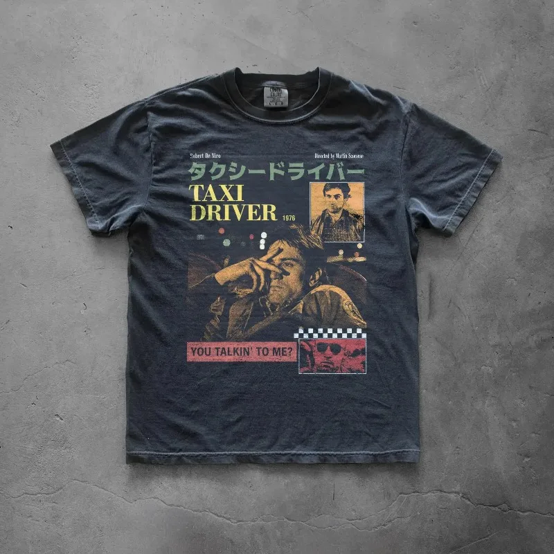 Retro Soul Le T Taxi Driver T-shirt | Retro Movie Pattern T-shirt for Men and Women, Summer New Casual Fashion T-shirt