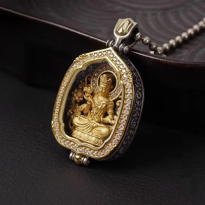 Vintage Twelve Zodiac Destiny Buddha Male Female Talisman Brass Gold Plated Buddha Plaque Guardian Deity Charm Ornament