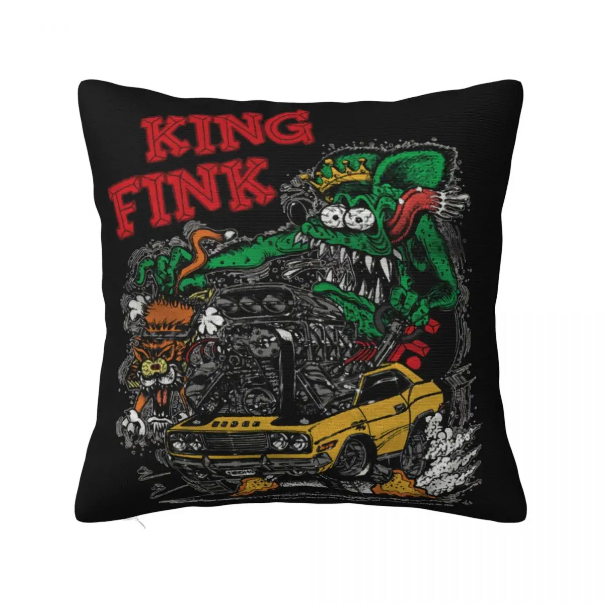 Rat Fink King Fink Mens Black New Size Xs3Xl Women Men Slim Fit Design Halloween Original Pillow Case